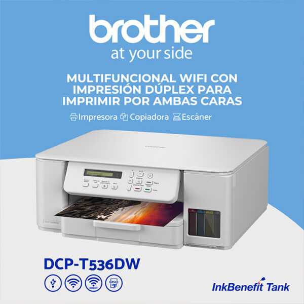 DCP-T536DW Impresora multifuncional de inyección de tinta color InkBenefit Tank