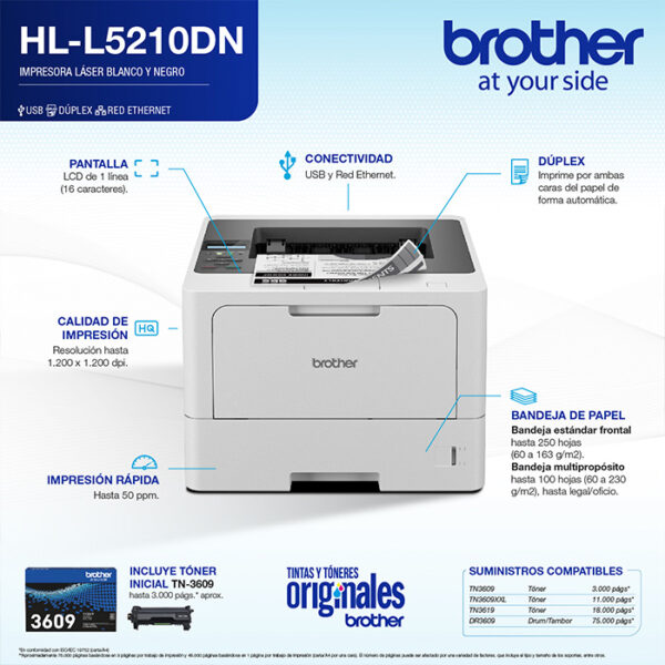 HL-L5210DN Impresora láser monocromática empresarial